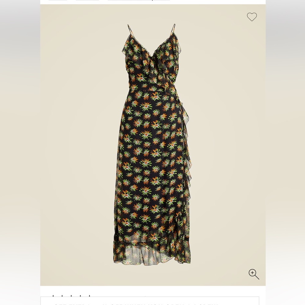 J. Crew Black Wrap Midi Dress with Orange & Green Floral Print